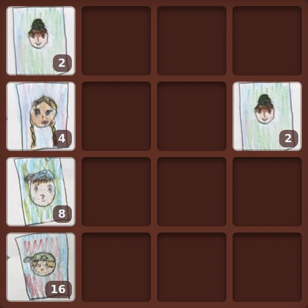 The same four tiles against the left wall, and a new Jerry on the right side of the second row.
